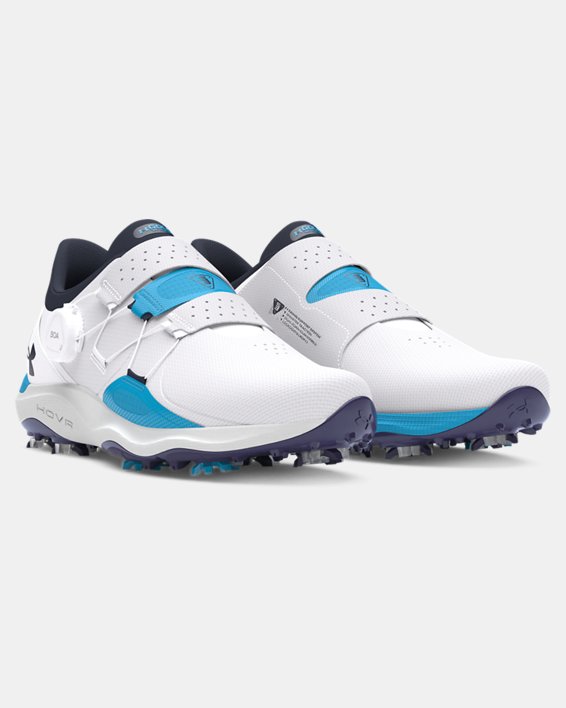 Men's UA Drive Pro BOA Wide Golf Shoes in White image number 3